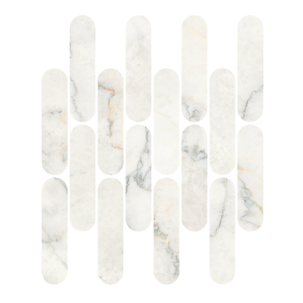 Kaolin Calacatta Nuvola Mosaic-Ovaletti 33.8x30 SilkTec®