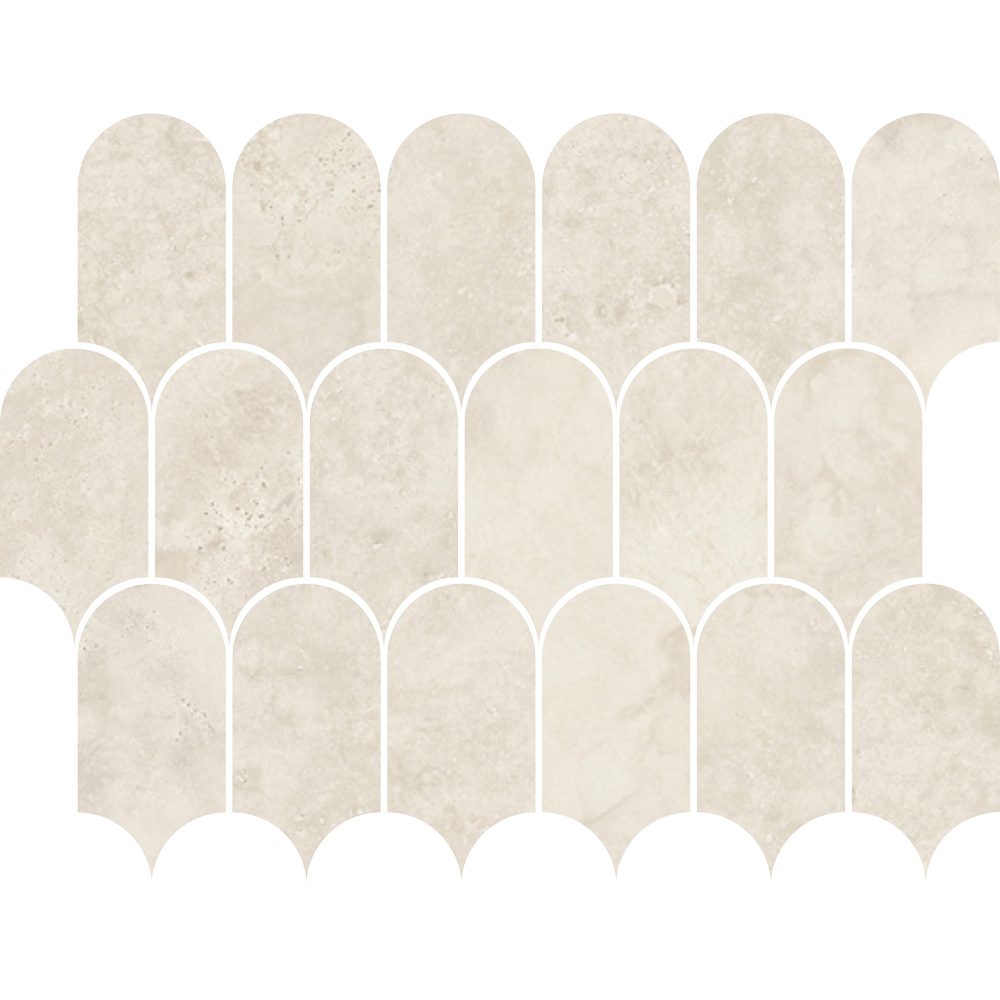 Kaolin Tuscan Creme Travertine Mosaic-Roman 30x24 SilkTec®